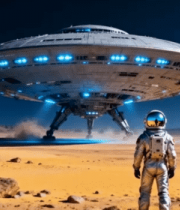 宇航员沙漠遇飞碟场景12841#横屏 