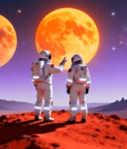 宇航员火星观双月星空场景1544#横屏 