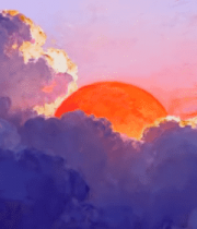 油画风格日落云层景象2630#横屏 