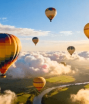 空中热气球飞行俯瞰风景11326#横屏 