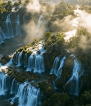 	 空中俯瞰自然瀑布景观6389#横屏 