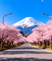 樱花大道与富士山景观2928#横屏 