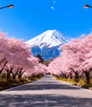 樱花大道与富士山景观2928#横屏 