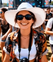 音乐节现场人群中的女子4964#横屏 