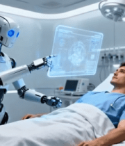 医院中机器人为患者展示影像10044#横屏 