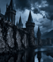 阴沉天色下的古老城堡景观1412#横屏 