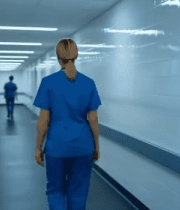 医院走廊护士行走背影13821#横屏 