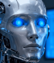 银色机器人头部特写13357#横屏 