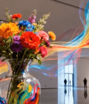艺术展厅彩色花瓶花卉素材11668#横屏 