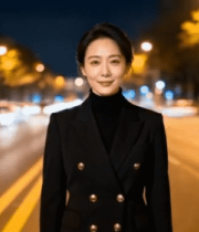 夜晚街头站立的青年女性8441#横屏 