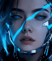 科幻风格女性半机械人特写13643#横屏 