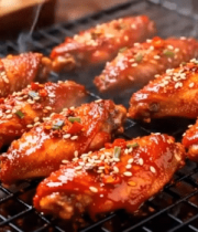 烤架上的美味鸡翅素材1094#横屏 