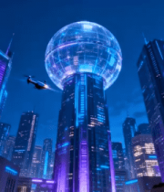 科幻风格城市夜景摩天大楼6#横屏 