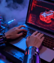 科技人员操作电脑展示机械模型5338#横屏 