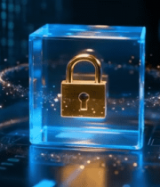 	 科技感数据背景透明立方体锁14244#横屏 