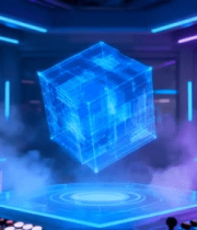 科技感控制室悬浮立方体画面13526#横屏 