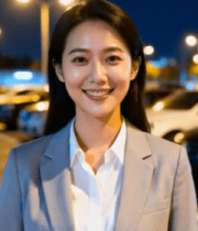 夜晚停车场微笑的职业女性11329#横屏 