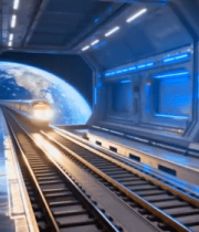 科幻隧道中高速列车穿梭14282#横屏 