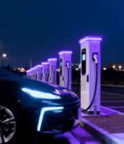 夜晚路边的新能源汽车充电桩1352#横屏 
