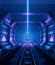 科幻隧道中行驶的车辆8096#横屏 