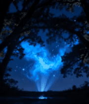 夜晚树林星空梦幻场景12504#横屏 