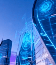 科技感城市高楼夜景画面12808#横屏 