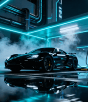 科技感场景中的黑色汽车充电8061#横屏 