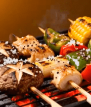 烤架上的蔬菜肉类烧烤12986#横屏 