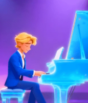 卡通人物弹奏蓝色钢琴2401#横屏 