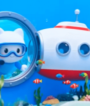 卡通小猫乘潜水艇海底景象11924#横屏 