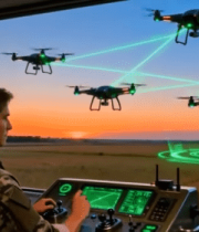 	 军人操控多架无人机画面6148#横屏 