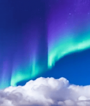 夜空中的极光与云层景观7379#横屏 