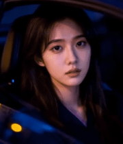 夜晚车内女性特写11576#横屏 