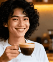 咖啡馆工作人员手持咖啡展示9677#横屏 