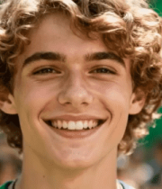 卷发男子微笑特写素材(1)14447#横屏 