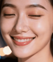 夜景中微笑的女性特写12443#横屏 