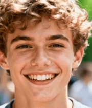 卷发男子户外微笑特写12711#横屏 