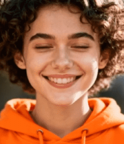 卷发女孩微笑特写1804#横屏 