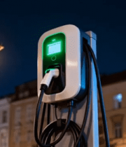 夜间街道新能源汽车充电桩12382#横屏 