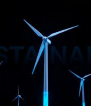 夜间风力发电机群素材8869#横屏 