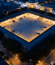 夜景下广场及周边建筑俯瞰13114#横屏 