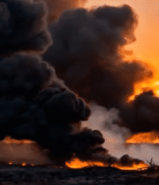 野外燃烧浓烟滚滚场景4023#横屏 