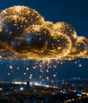 金色粒子云科技感合成素材7075#横屏 