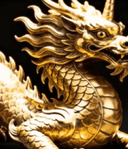 金色龙形摆件特写素材1228#横屏 