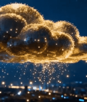 金色粒子云科技感合成素材7075#横屏 