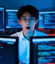 程序员专注操作多台计算机2562#横