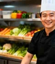 厨师于厨房微笑的素材3698#横