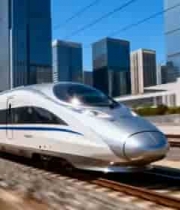 城市中行驶的高铁列车5014#横