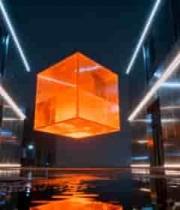 发光立方体于科技感空间中2574#横