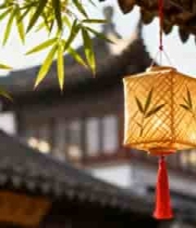 古风亭子前绽放的粉色花朵716#横屏 